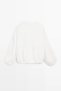 100% linen bomber jacket with embroidered detail