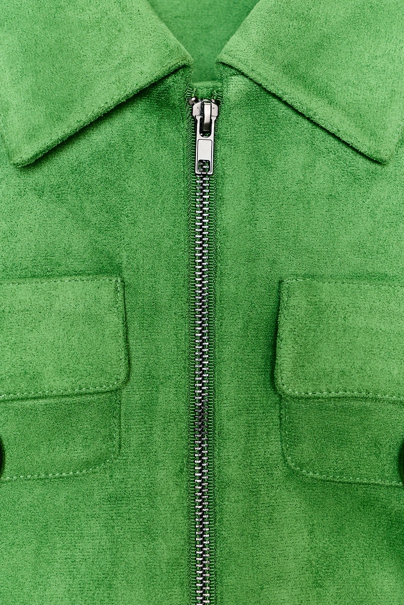 FAUX SUEDE CROPPED JACKET