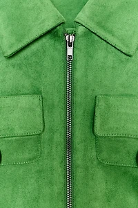 FAUX SUEDE CROPPED JACKET