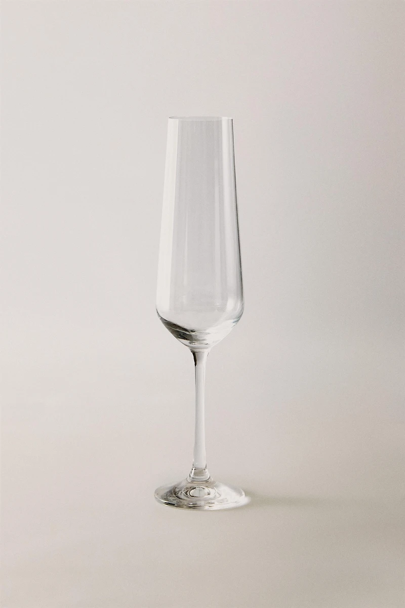 PLAIN BOHEMIAN CRYSTAL FLUTE GLASS