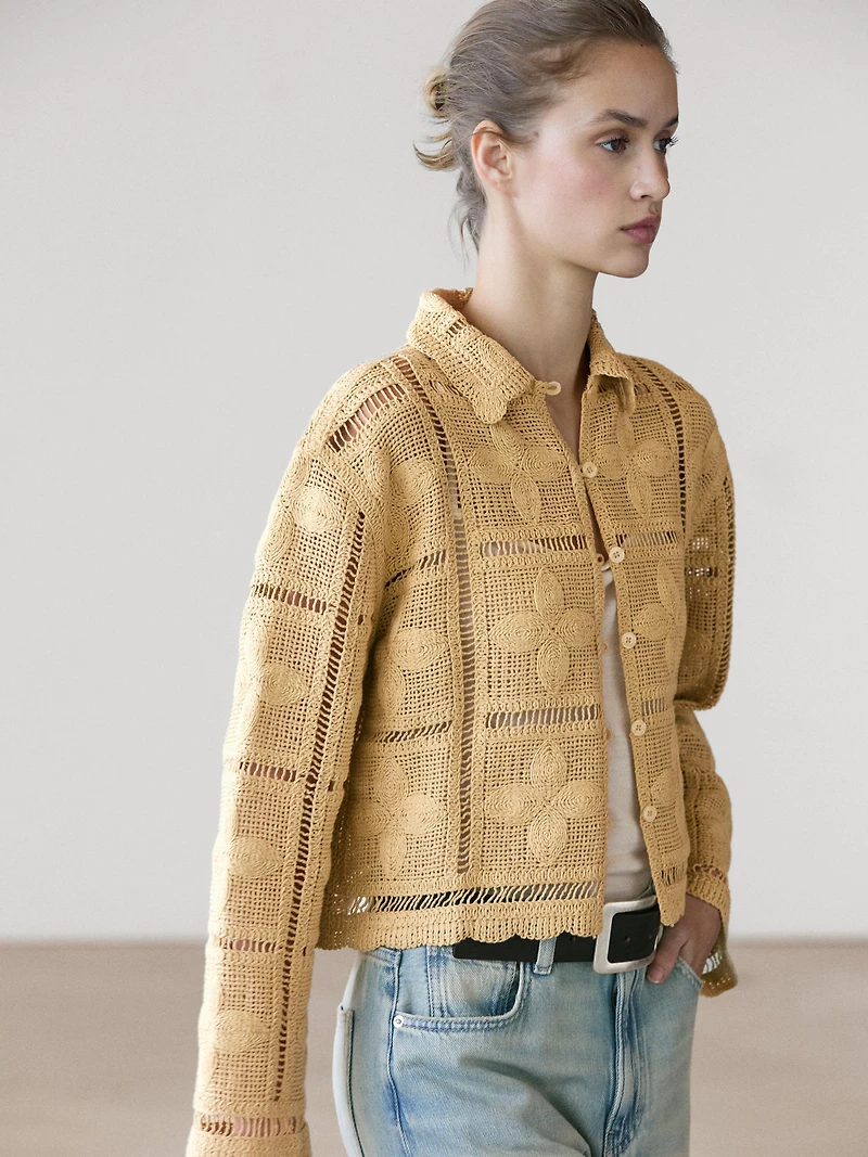 Cutwork crochet cardigan