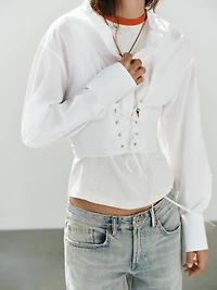 STRAPPY CORSET POPLIN SHIRT