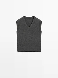 Veste sans manches en maille à col V