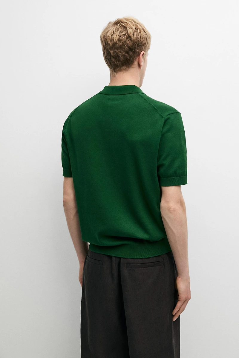 100% cotton knit polo sweater