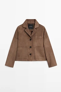 Flowing leather jacket with suede finish