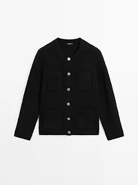 Wool blend cardigan with gold buttons