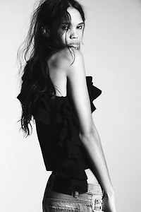 ASYMMETRIC RUFFLED KNIT JUMPER