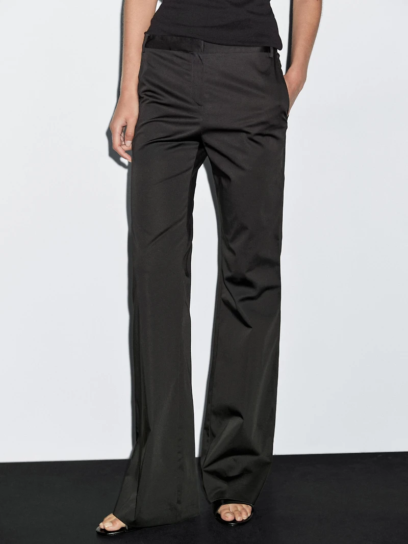 Satin flared fit trousers