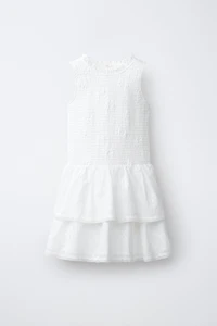 EMBROIDERED FLORAL RUFFLED DRESS