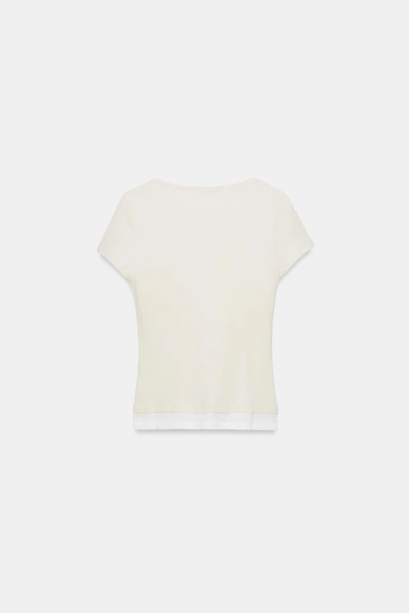 LAYERED-EFFECT HENLEY T-SHIRT