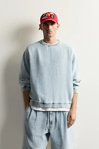 WASHED SOFT STRUCTURED SWEATSHIRT