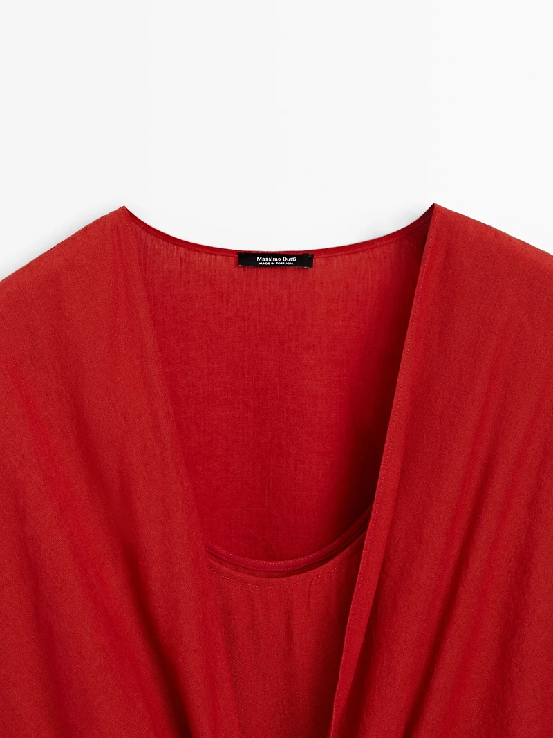 Midi dress with knotted neckline