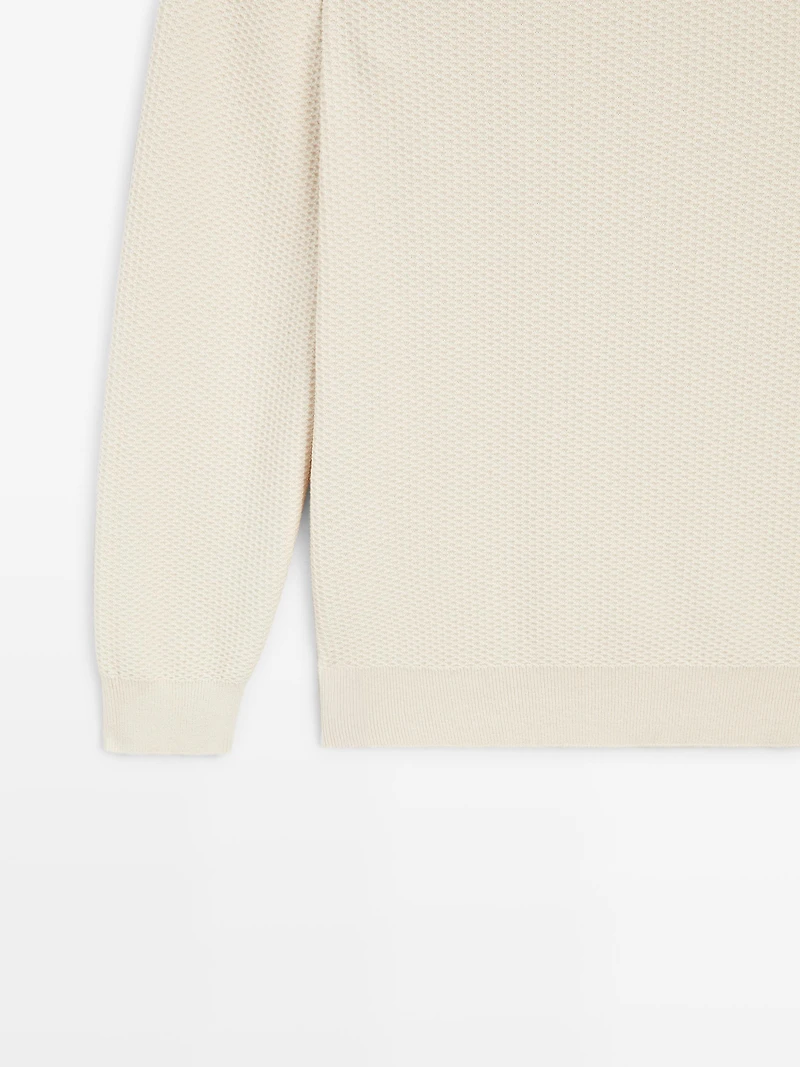 Pull en maille texturée de coton mélangé