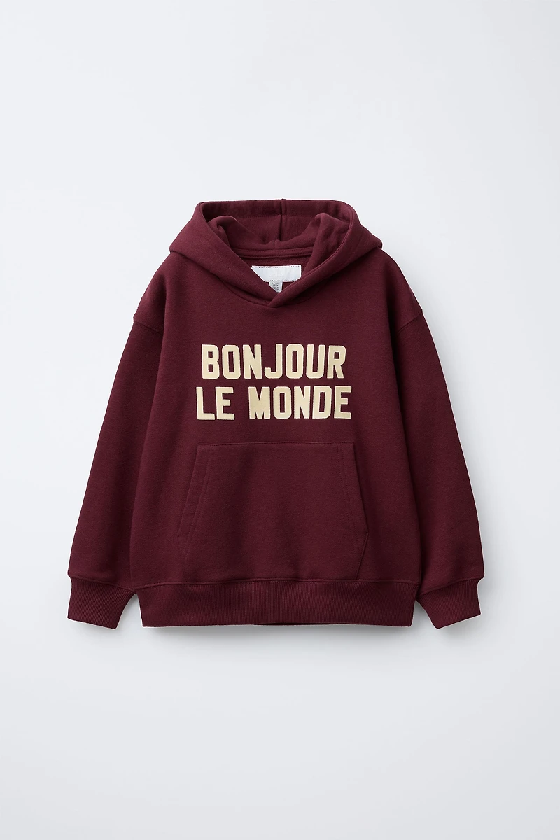 FLOCKED TEXT SWEATSHIRT