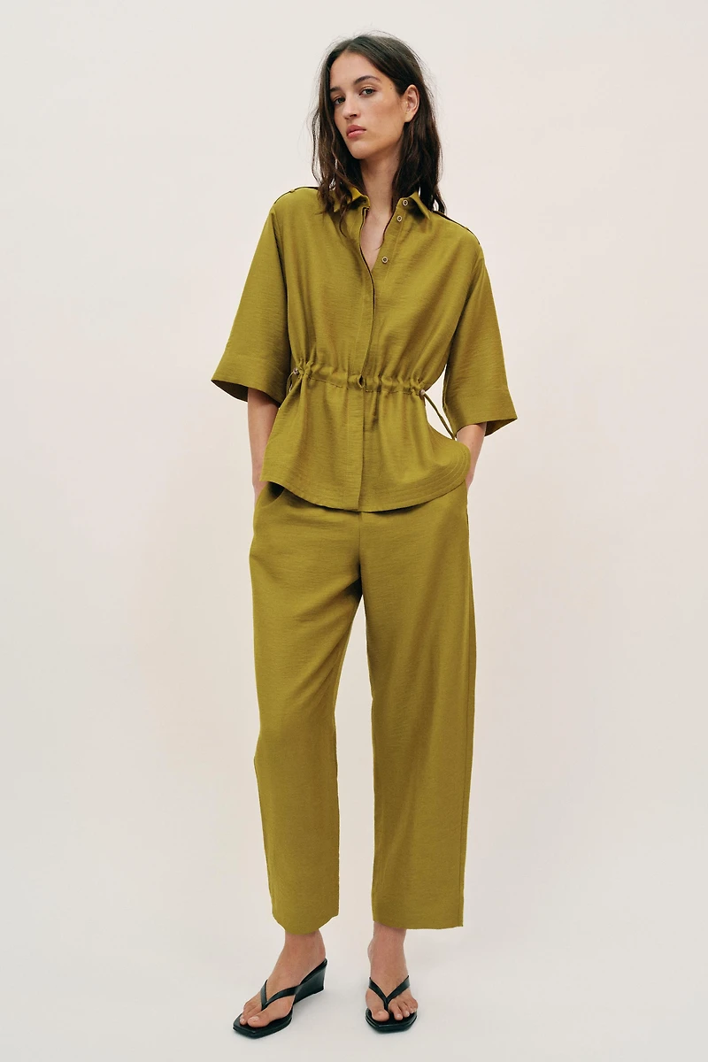 LINEN BARREL PANTS