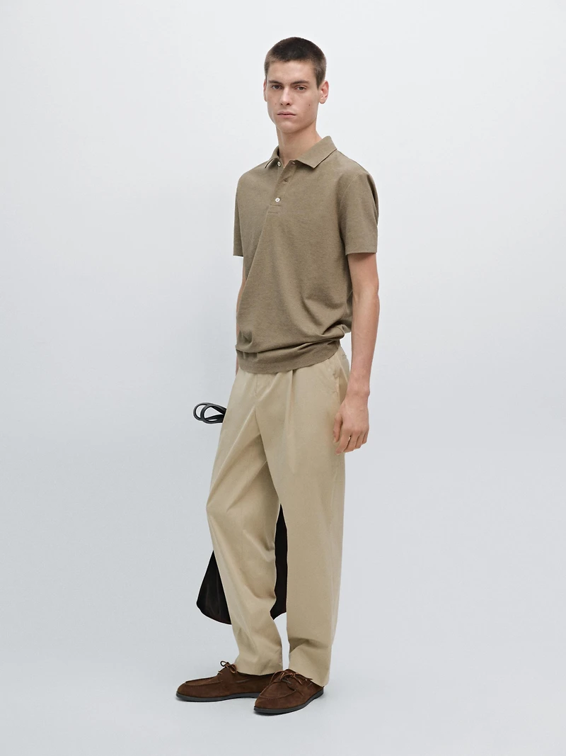 100% cotton melange short sleeve polo shirt