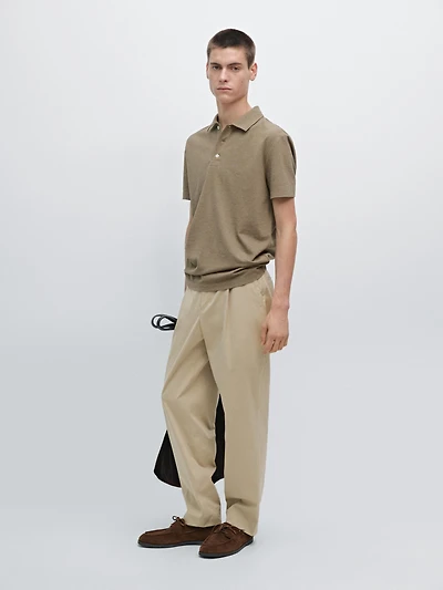 100% cotton melange short sleeve polo shirt