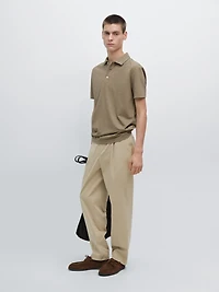 100% cotton melange short sleeve polo shirt