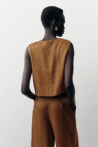 SATIN EFFECT WRAP TOP