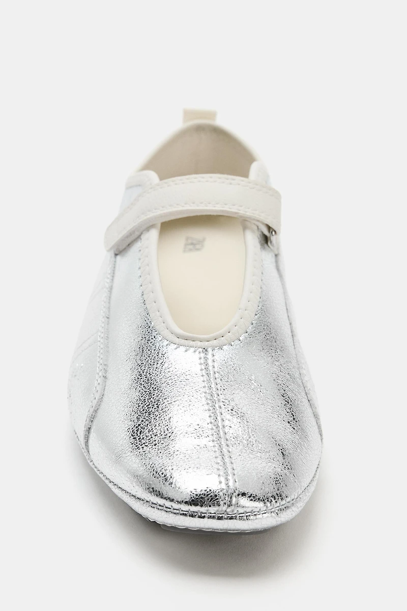 METALLIC LEATHER SPORTY BALLET FLATS