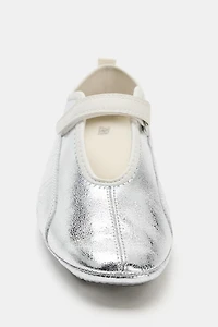METALLIC LEATHER SPORTY BALLET FLATS