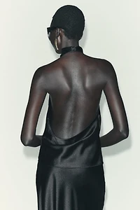SATIN EFFECT HALTER TOP