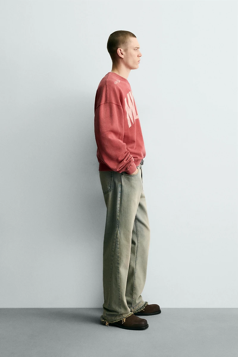 WASHED COMBINATION PRINT SWEATSHIRT