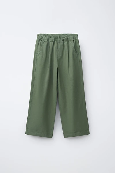 STRAIGHT-LEG COTTON LINEN PANTS