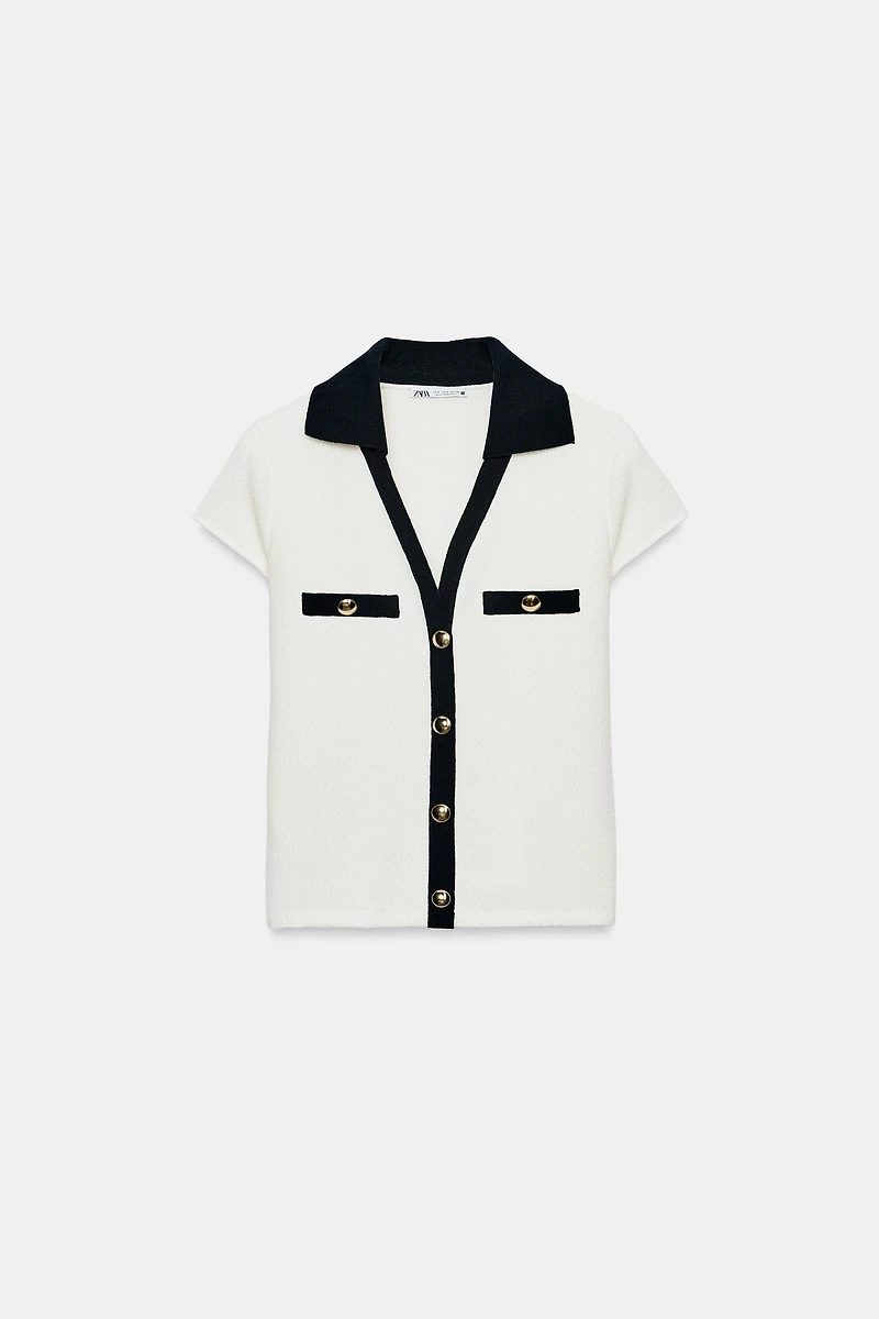 TOP COL POLO TEXTURÉ