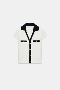 TOP COL POLO TEXTURÉ