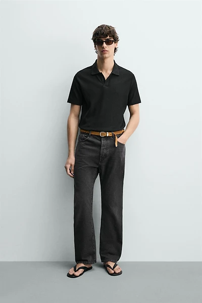 REGULAR FIT TEXTURED COTTON POLO