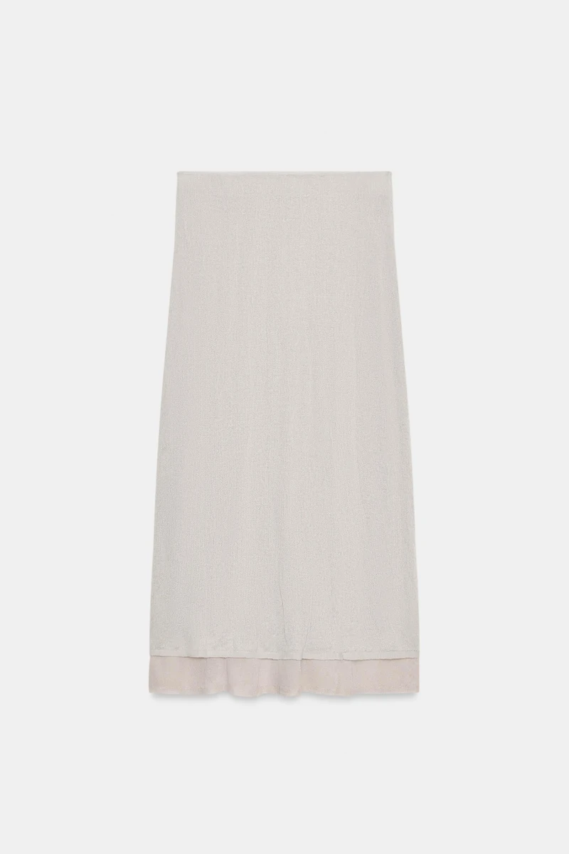 WRINKLED EFFECT KNIT MIDI SKIRT