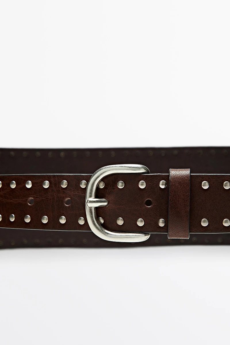 Nappa leather stud belt
