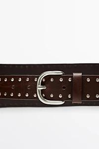 Nappa leather stud belt