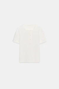 RIBBED BUTTON T-SHIRT