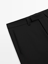 Pantalon barrel fit en laine trois fils