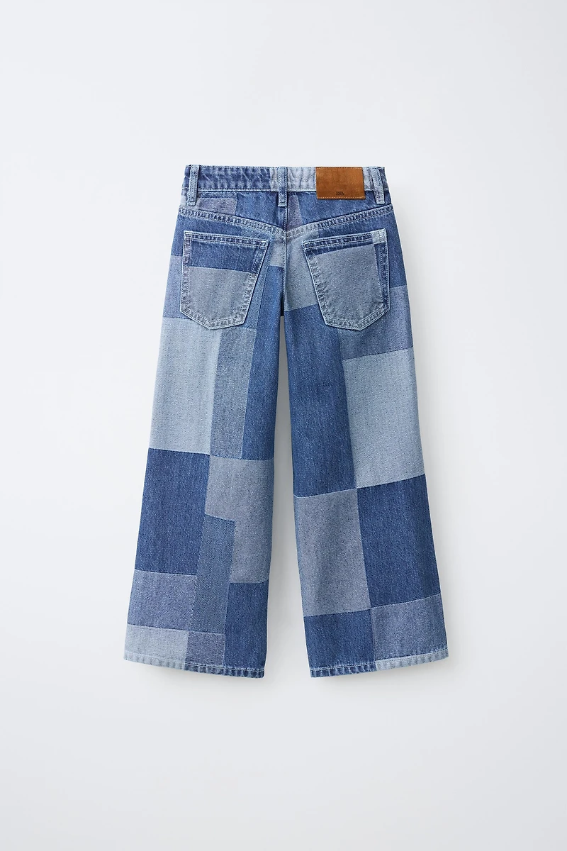 PATCHWORK WIDE LEG JEANS