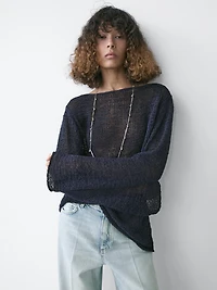 Pull en maille col bateau coton mélang