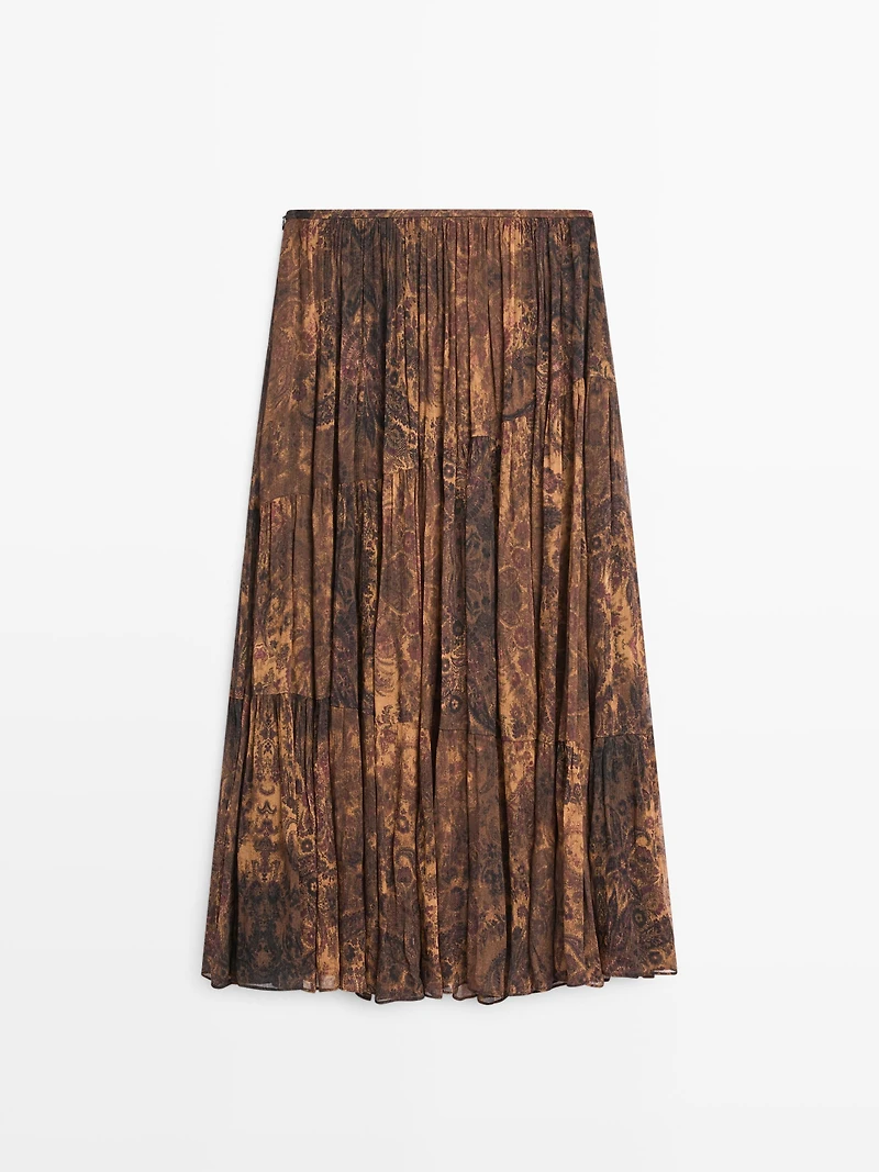 Flowing asymmetric midi skirt