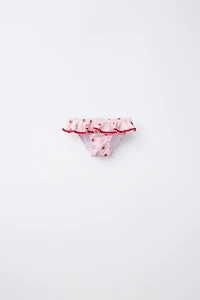 1-6 ANS/ LOT DE DEUX CULOTTES BAIN À VOLANTS ET FRAISES