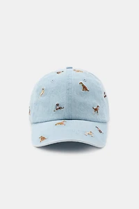 DENIM CAP WITH DOG EMBROIDERY