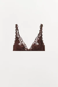 SATIN LACE TRIANGLE BRALETTE