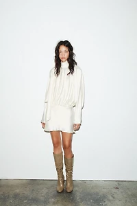 FOULARD SATIN EFFECT SHORT DRESS