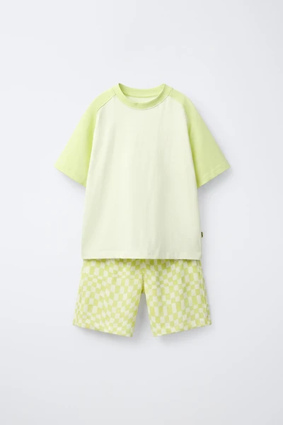 CHECKERBOARD T-SHIRT AND BERMUDA SET
