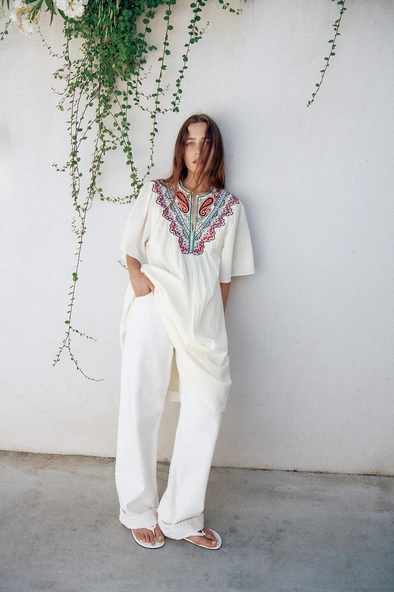 ZW COLLECTION EMBROIDERED MIDI DRESS