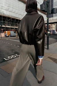 FAUX LEATHER BOMBER JACKET