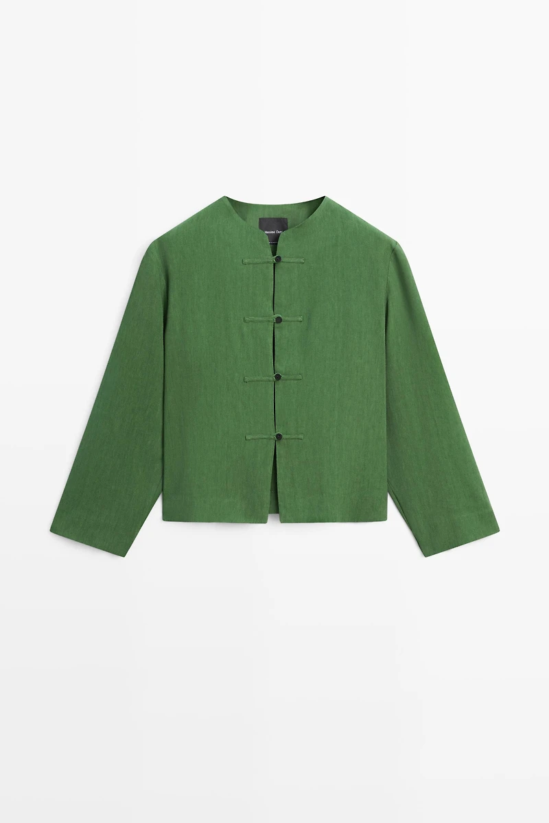 Fluid overshirt with button details total look