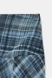 PLAID ASYMMETRIC MIDI SKIRT