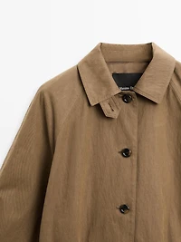 Cotton blend fitted-waist trench coat