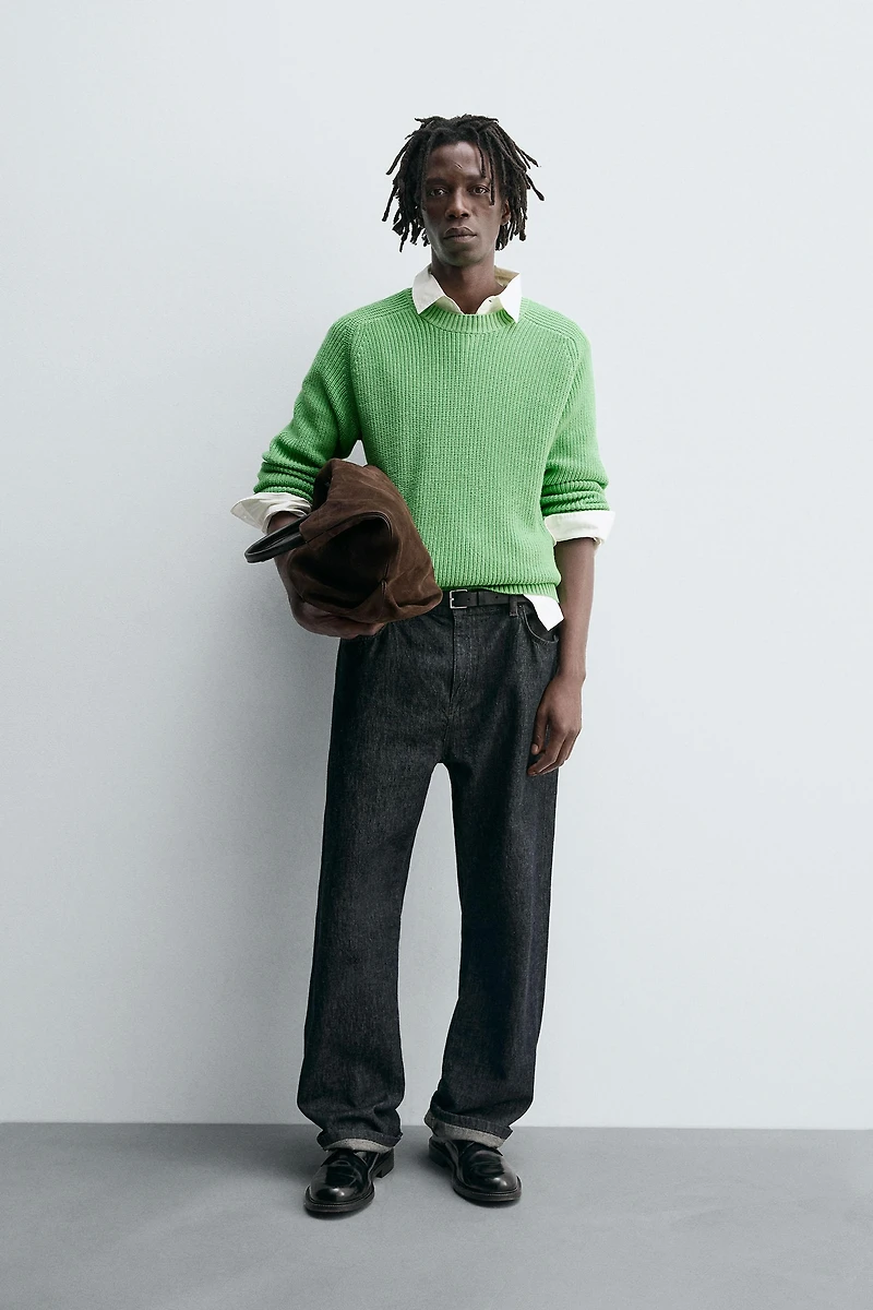 TEXTURED COTTON-CASHMERE SWEATER
